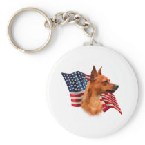 Miniature Pinscher (red) Flag Keychains