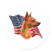Miniature Pinscher (red) Flag Sticker
