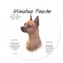 Miniature Pinscher (red) History Design Sticker