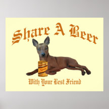 Miniature Pinscher Share A Beer Poster