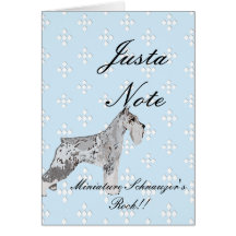 Miniature Schnauzer - Blue w/ White Diamond Design Greeting Card