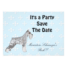 Miniature Schnauzer - Blue w/ White Diamond Design Custom Invites