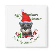 Miniature Schnauzer Christmas Gifts Magnets