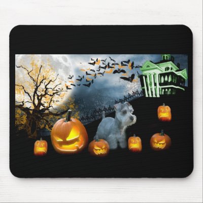 Miniature Schnauzer Halloween Mousepad by normagolden