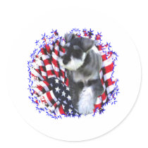 Miniature Schnauzer Patriot Round Stickers
