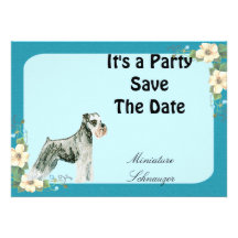 Miniature Schnauzer - Turquoise Floral Design Personalized Invitations