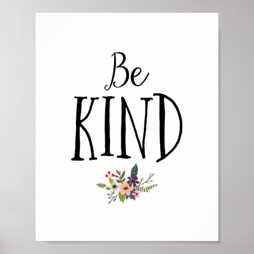 Minimal and Modern Be Kind Nursery Poster | Zazzle