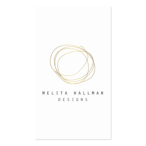 Minimal and Modern Designer Scribble Logo in Gold Business Cards