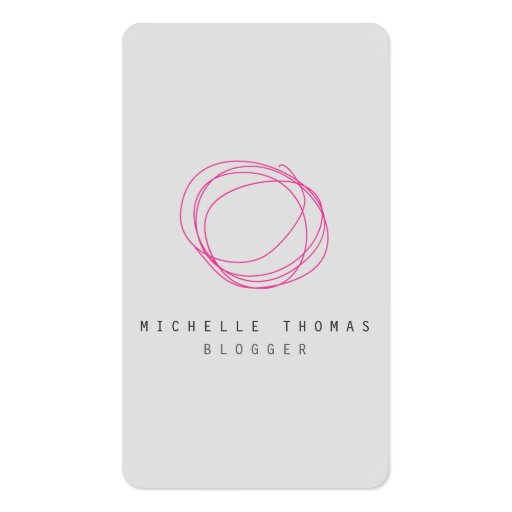 Minimal and Modern Designer Scribble Logo in Pink Business Card Templates (front side)