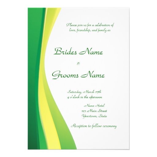 Minimal and  modern green line  Wedding Invitation