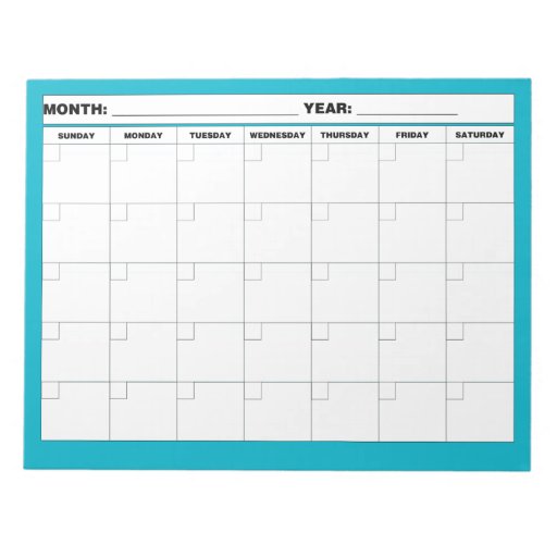 Minimal Blank Calendar Note Pad Zazzle