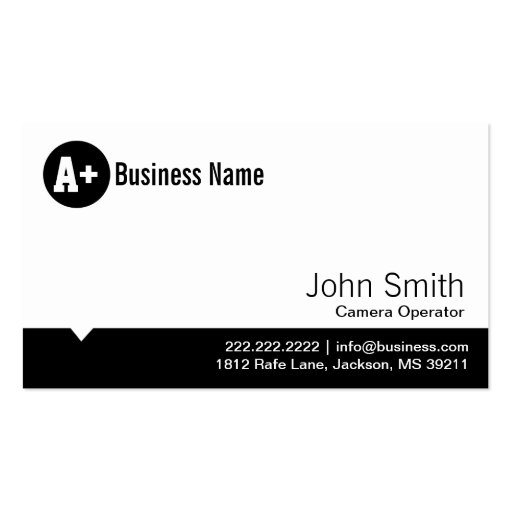 Minimal Dot Camera Operator Business Card (front side)