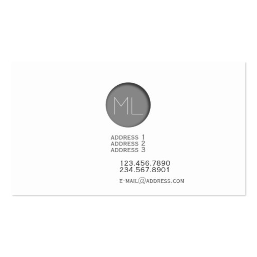 Minimal Grey Embossed Dot Monogram Business Card (back side)