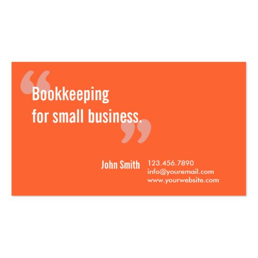 Minimal Orange Bookkeeping Service Business Card