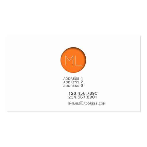 Minimal Orange Dot Monogram Business Card (back side)