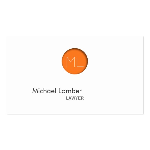 Minimal Orange Dot Monogram Business Card