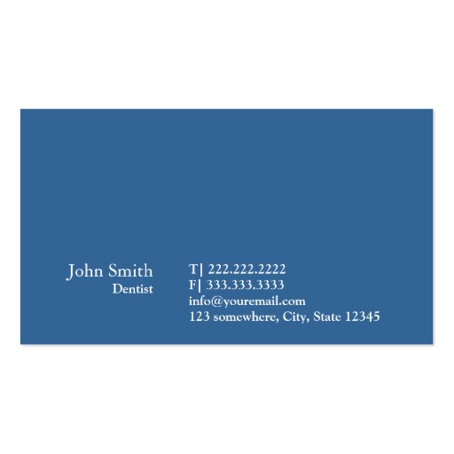 Minimal Plain Blue Dental Business Card (back side)