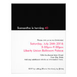 Minimalist 40th Birthday Invitations, Pink invitations