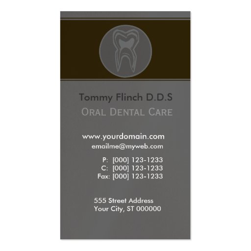 Minimalist Gray Tooth Business Card Template (front side)
