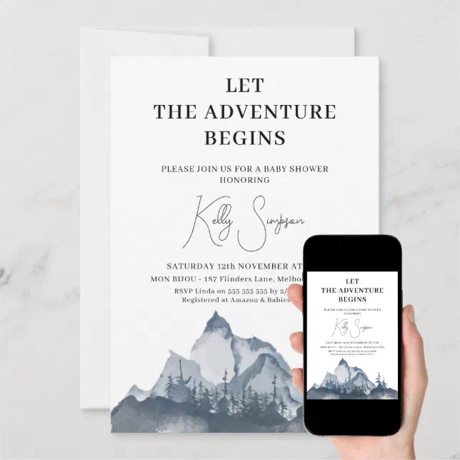 Minimalist Let The Adventure Begin Baby Shower Invitation Zazzle