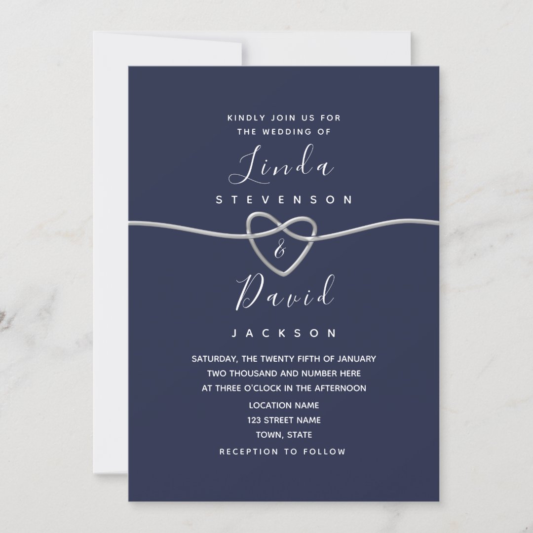 Minimalist Navy Blue Wedding Invitation Zazzle