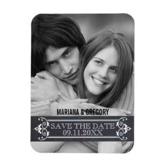 Minimalist Save the Date modern wedding photo Rectangular Magnets