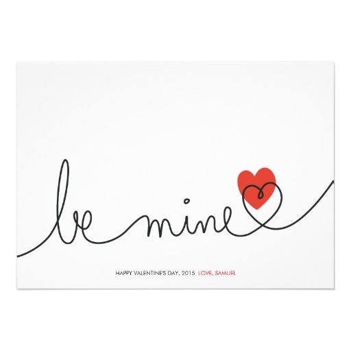 Minimalist Valentine Be Mine Modern Custom Card (front side)