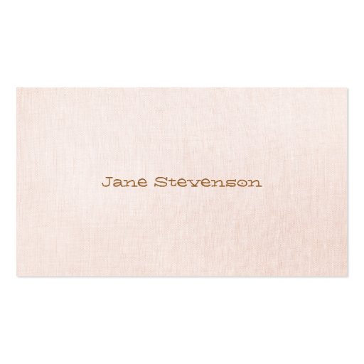 Minimalistic is Sweet Light  Pink Linen Look Business Card Template (front side)