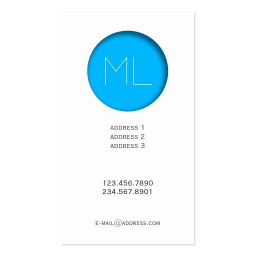 Minimalistic modern Business Card blue circle (back side)