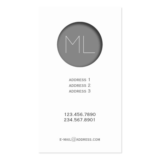 Minimalistic modern Business Card grey circle (back side)