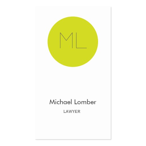 Minimalistic modern Business Card lime circle (front side)