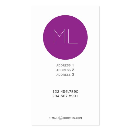 Minimalistic modern Business Card purple circle (back side)