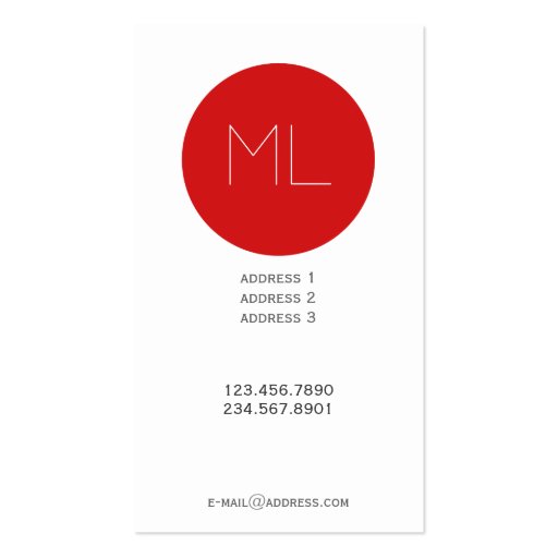Minimalistic modern Business Card red circle (back side)