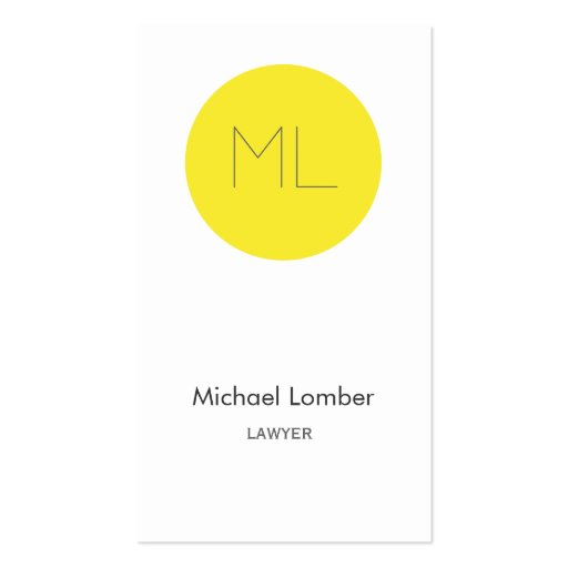Minimalistic modern Business Card yellow circle (front side)