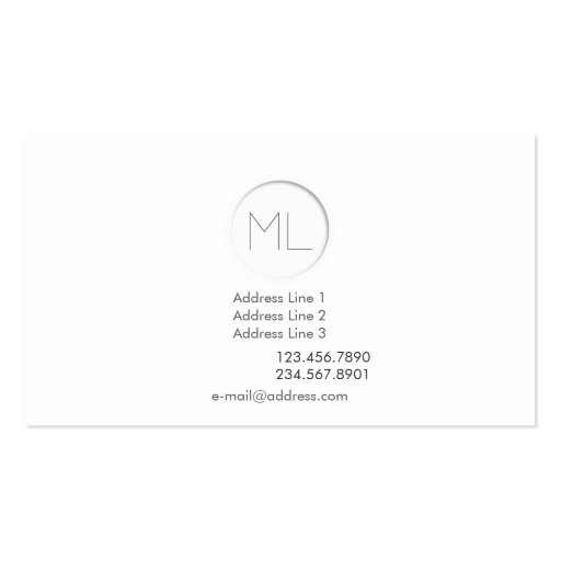 Minimalistic Modern Monogram Business Card (back side)