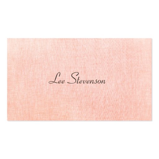 Minimalistic Pink Faux Linen Business Card (front side)