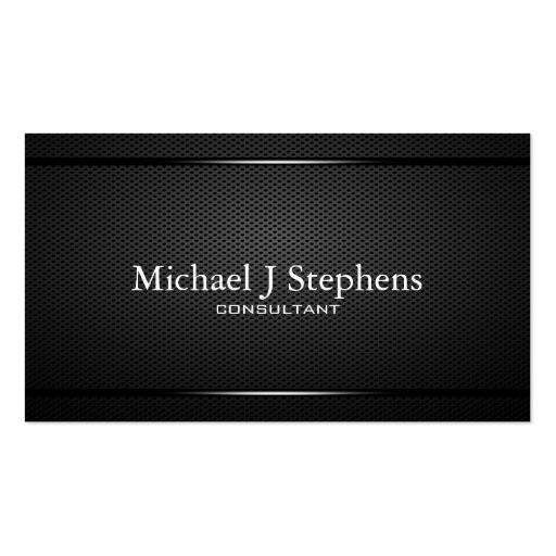Minimalistic  Professional Black Metal Textured Business Card Template (front side)