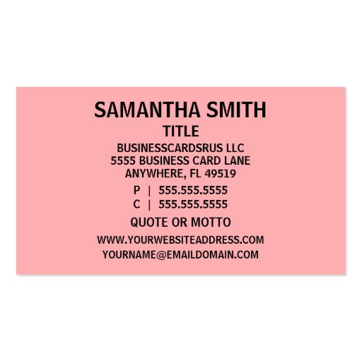 Minister Peach Damask Business Card (back side)