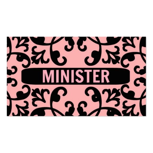 Minister Peach Damask Business Card (front side)