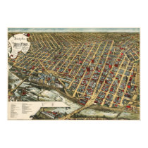 Minneapolis birdseye map  - 1891 (Smith) BigMapBlo posters