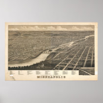 Minneapolis Minnesota 1879 Antique Panoramic Map Print