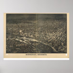 Minneapolis Minnesota 1885 Antique Panoramic Map posters