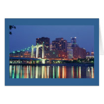 Minneapolis Skyline at night Greeting Cards