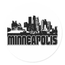 Minneapolis Skyline Round Stickers
