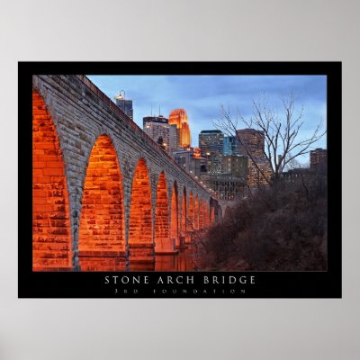 Minneapolis Advertising on Minneapolis Stone Arch Bridge Poster By 3rdfoundation