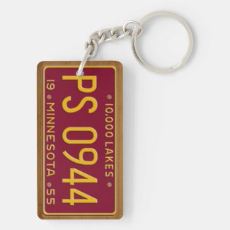 Minnesota 1955 Vintage License Plate Keychain Rectangular Acrylic Key Chain