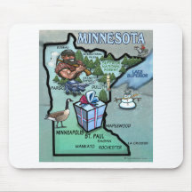 Minnesota Cartoon Map Mousepads