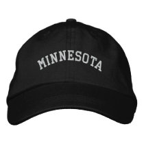 Minnesota Embroidered Adjustable Cap Black Embroidered Hat