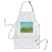 Minnesota farm red barn rural landscape crayon art aprons