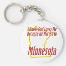 Minnesota - God Loves Me Keychain